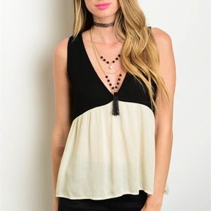 Black and cream gauze BoHo tank top ⚡️✌